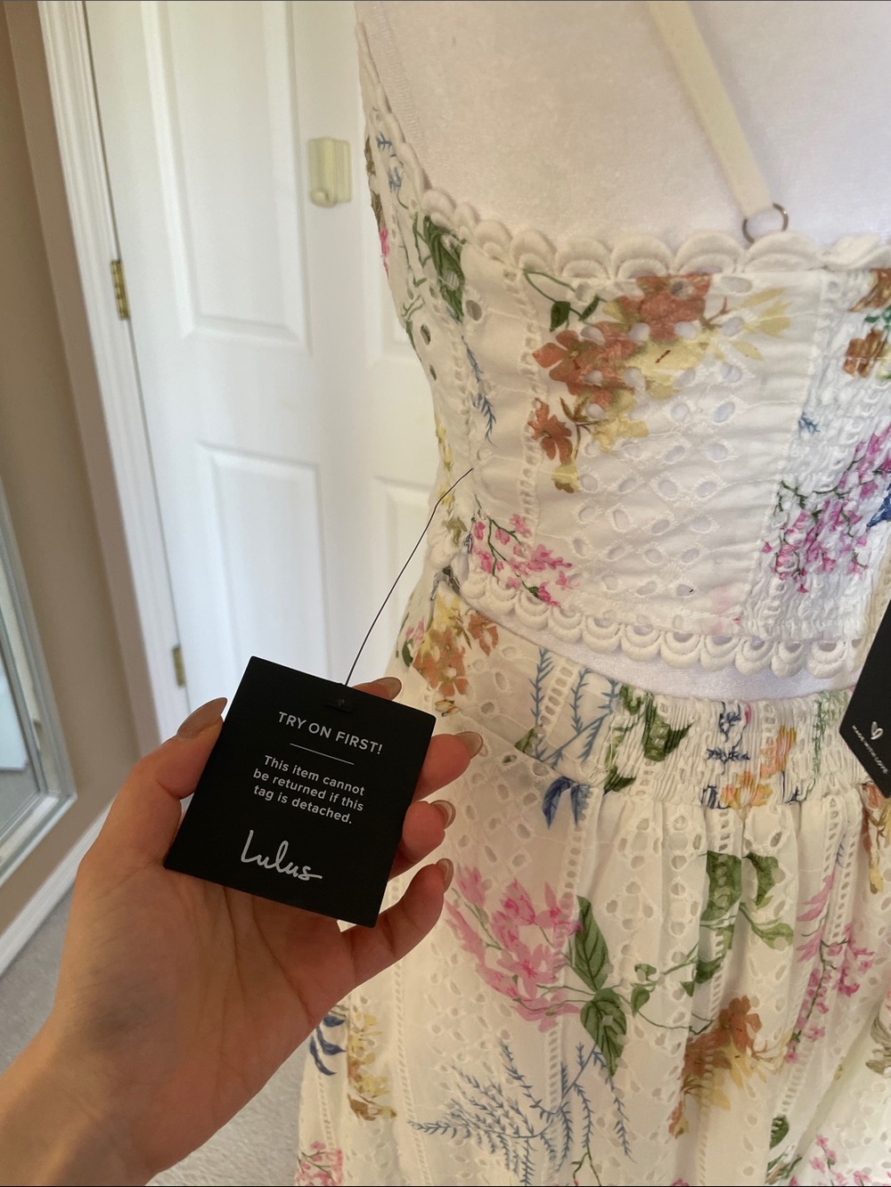 Lulu's White Floral Eyelet Crop Top & Midi Skirt Set - Picture 6 of 8